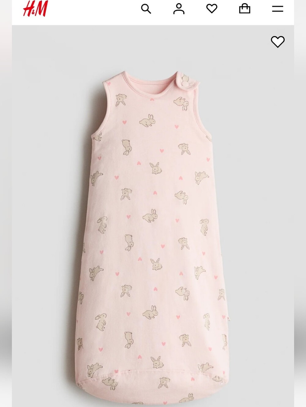H&M Light Pink Bunny Print Sleep Sack